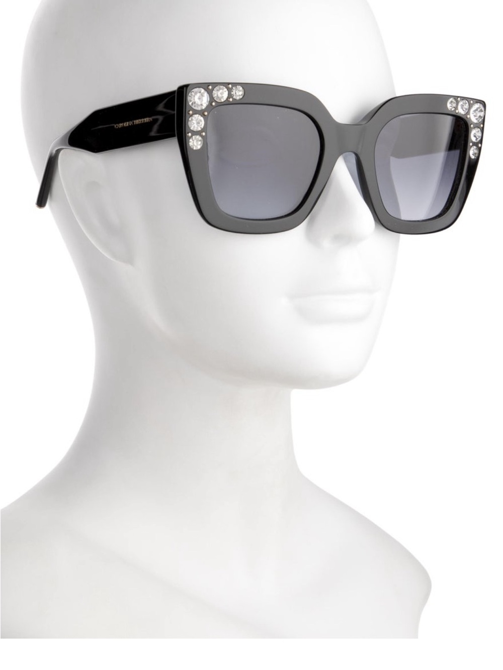 Carolina Herrera Black Crystal-Accent Square Sunglasses